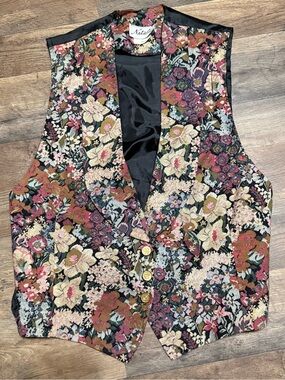 VTG 90s Floral Tapestry Vest Natalie X Cottagecore Grannycore Waistcoat•Size M•
